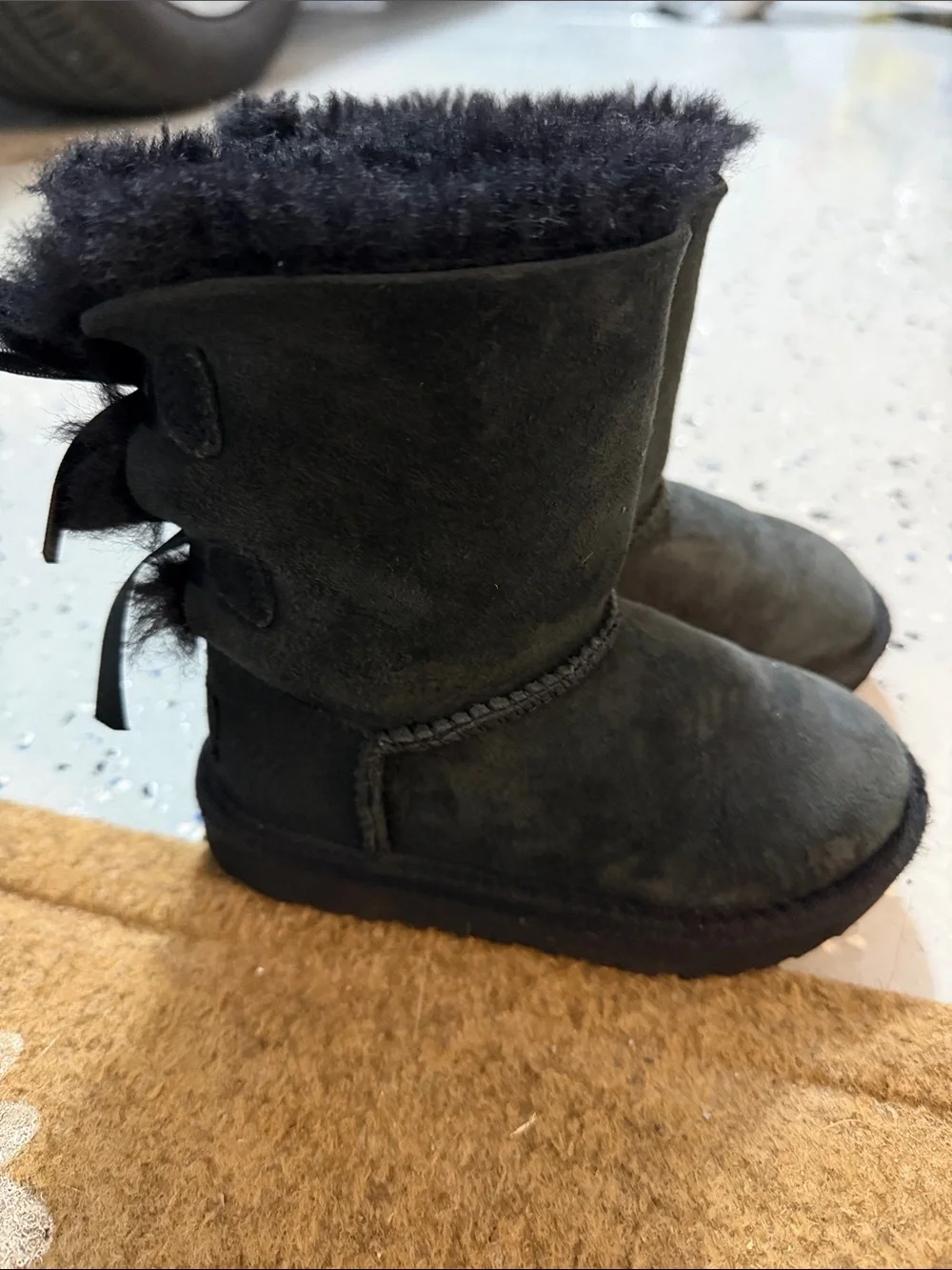 UGG Black Bow Back Shearling Boots